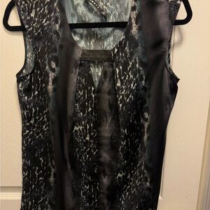 Trouve Faux Leather leopard sleeveless blouse. Small. Excellent, like new cond.